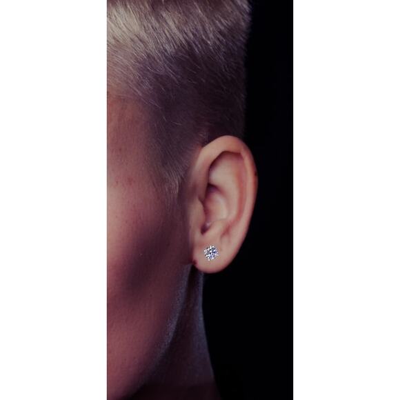 Classic Style Tested .20ctw Round Brilliant Moissanite 925 4 prong Stud Earrings - Picture 3 of 5